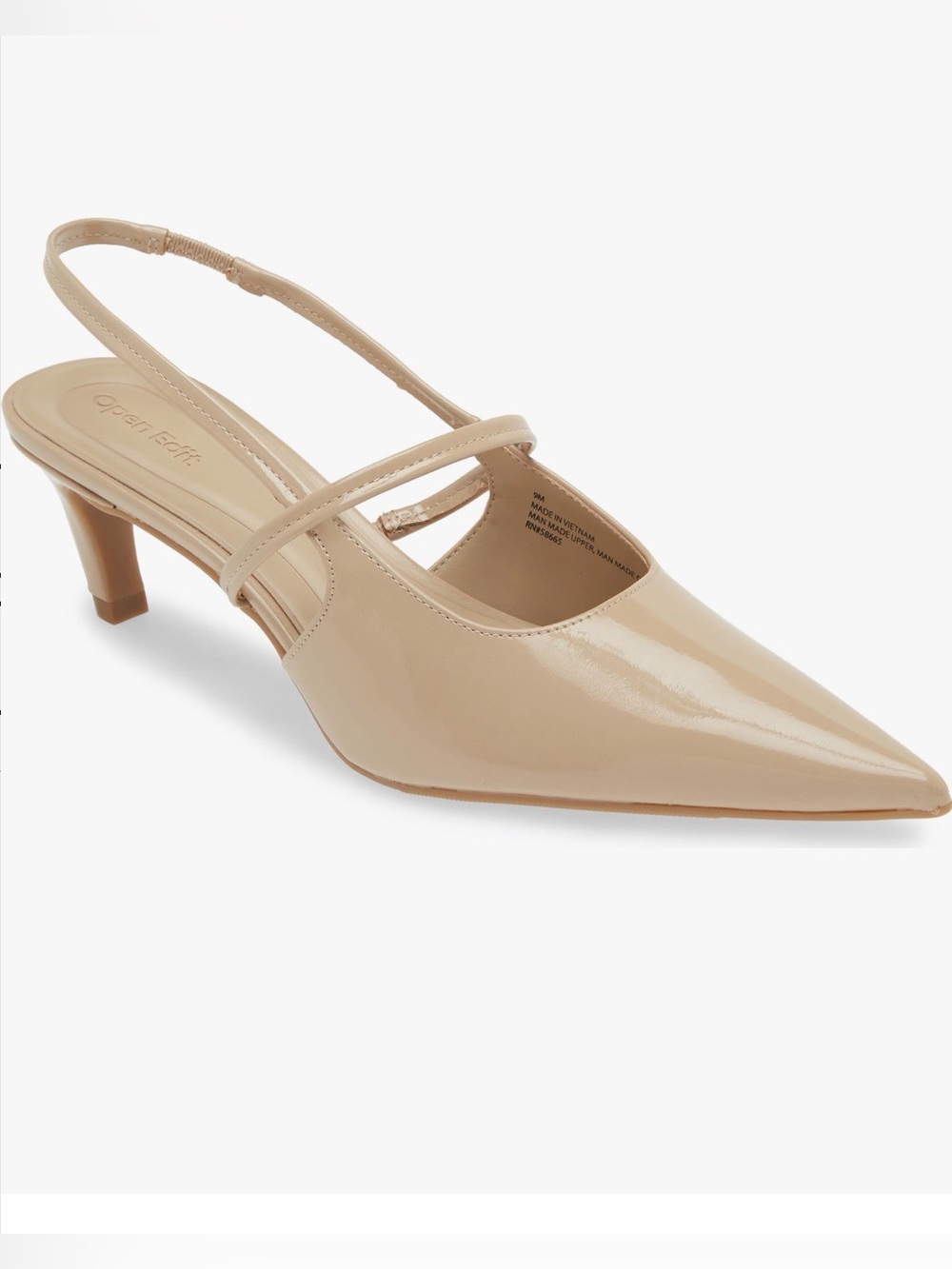 Patent Slingback Kitten Heel in Nude